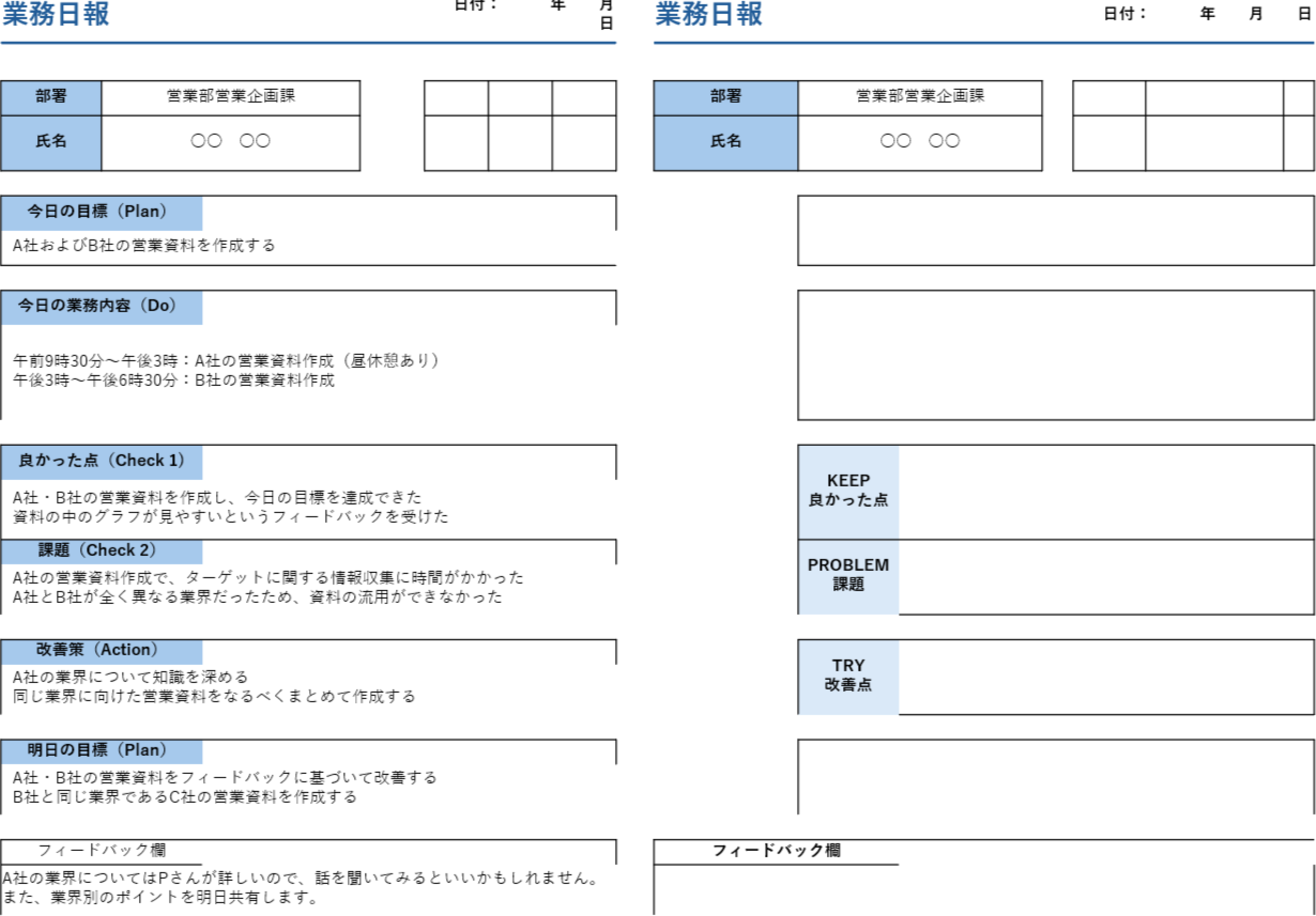 PDCAサイクルシートの書き方・使い方
