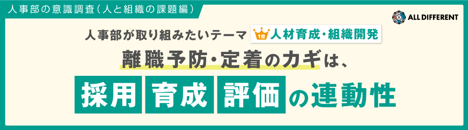 人事部の意識調査（人と組織の課題編）人事部が取り組みたいテーマ1位「人材育成・組織開発」離職予防・定着のカギは、採用・育成・評価の連動性 | 調査・研究