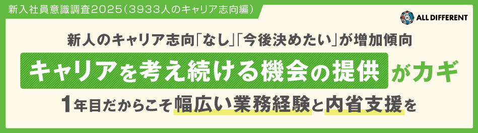 新入社員意識調査2025（3933人のキャリア志向編）新人のキャリア志向「なし」「今後決めたい」が増加傾向 キャリアを考え続ける機会の提供がカギ 1年目だからこそ幅広い業務経験と内省支援を | 調査・研究