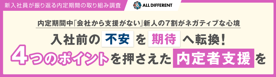 新入社員が振り返る内定期間の取り組み調査 内定期間中「会社から支援がない」新人の7割がネガティブな心境 入社前の不安を期待へ転換！ 4つのポイントを押さえた内定者支援を｜調査・研究