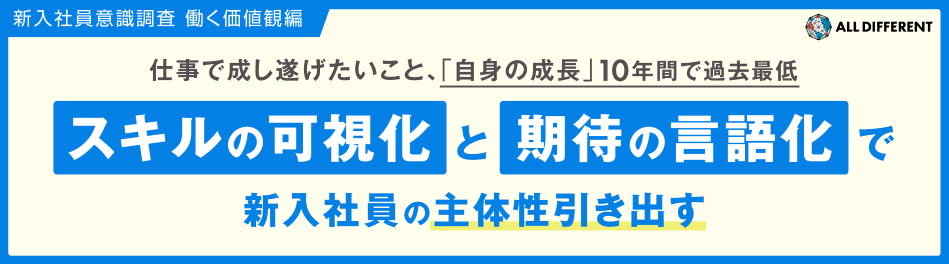 新入社員意識調査 働く価値観 仕事で成し遂げたいこと、「自身の成長」が10年間で過去最低「スキルの可視化」と「期待の言語化」で新入社員の主体性引き出す | 調査・研究