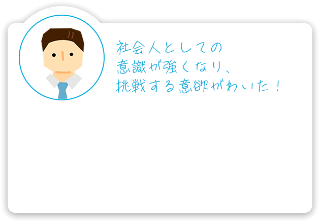 社会人としての意識が強くなり、挑戦する意欲がわいた！