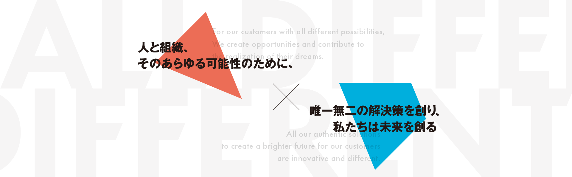人と組織、そのあらゆる可能性のために、 × 唯一無二の解決策を創り、私たちは未来を創る