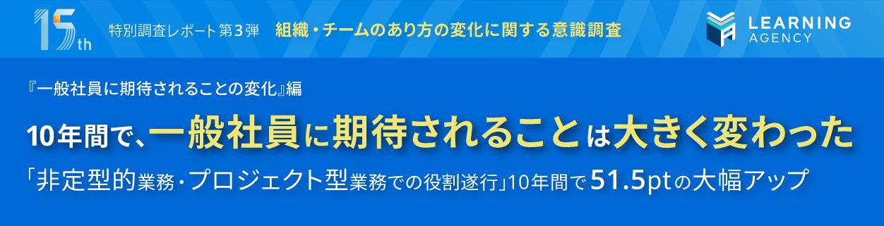 【組織・チームのあり方の変化に関する意識調査】10年間で、一般社員に期待されることは大きく変わった