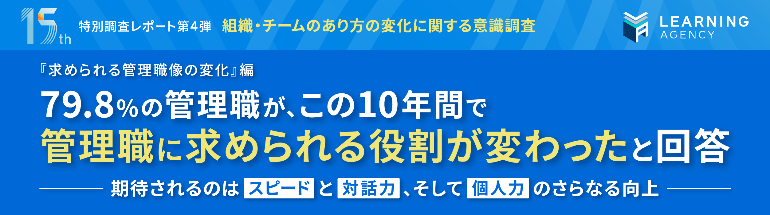 【組織・チームのあり方の変化に関する意識調査】79.8％の管理職が、この10年間で管理職に求められる役割が変わったと回答