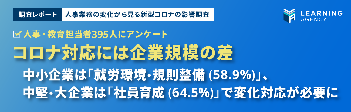 【人事業務の変化から見る新型コロナの影響調査】中小企業は「就労環境・規則整備」、中堅・大企業は「社員育成」で変化対応が必要に