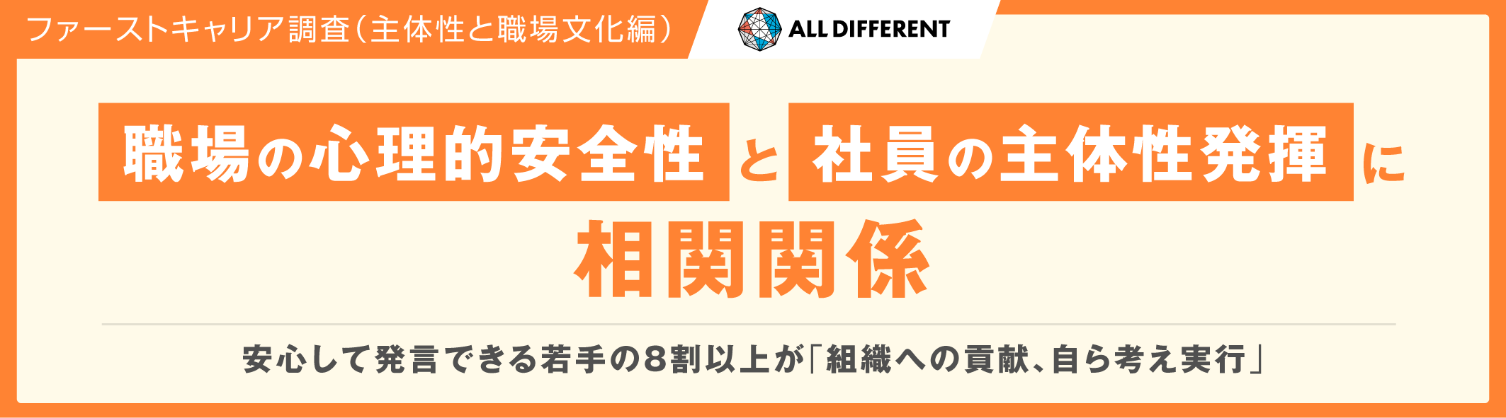 「職場の心理的安全性」と「社員の主体性発揮」に相関関係。安心して発言できる若手の8割以上が「組織への貢献、自ら考え実行」